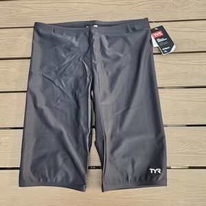 TYR Tyreeco Solid Black Drawstring  Swim Jammer Size 32 New